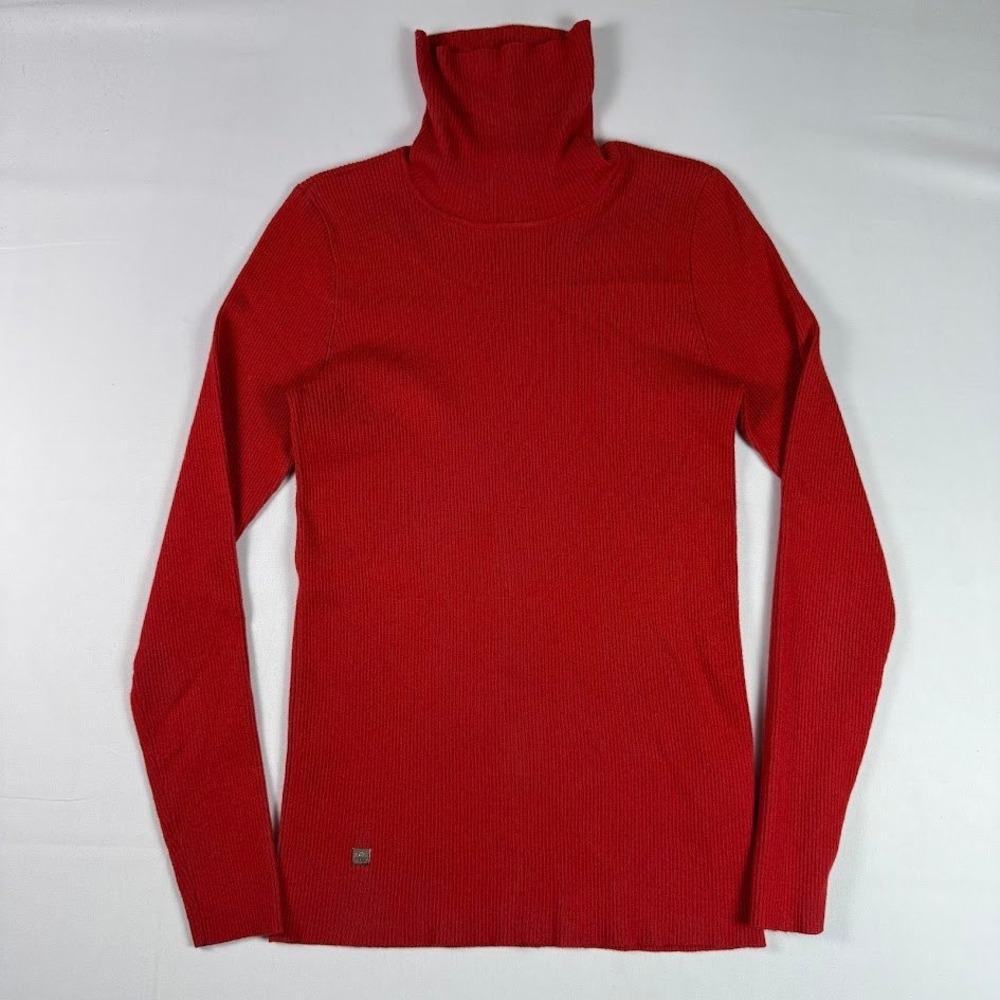 Lauren Ralph Lauren Turtleneck Women M Red Ribbed Knit Long Sleeve RL Holiday